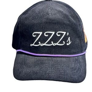 ZZZ's Corduroy Hat Black Purple Rope‎ Sloth Embroidered Baseball Cap